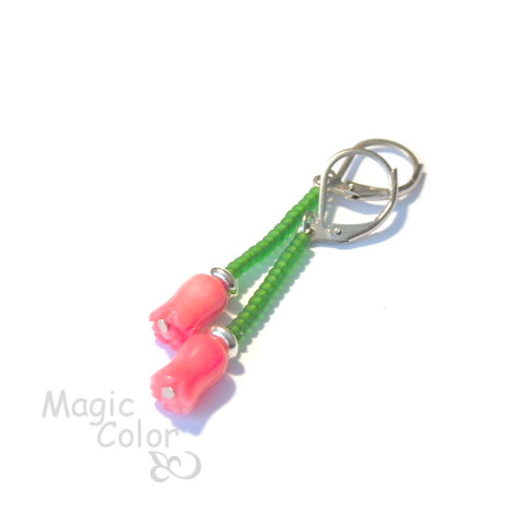 Nerez, Náušnice, Tulipánky růžové 