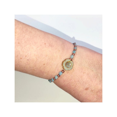 Náramek, Simple, Flower GreyBlue 