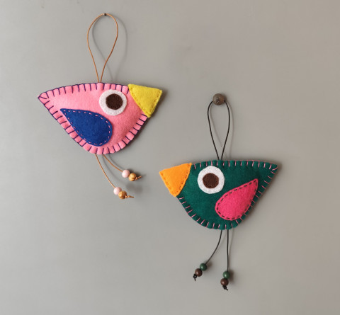 Barevní ptáčci z filcu dekorace pták ptáček jarní jaro ptáčci filc pověsit plsť zavěsit velikooce 