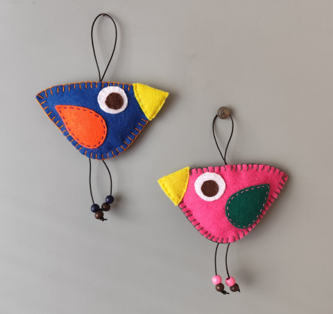 Barevní ptáčci z filcu VI. dekorace pták ptáček jarní jaro ptáčci filc pověsit plsť zavěsit velikooce 