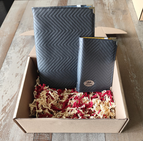 Dárková sada - antracitová II. koženka zápisník blok bloček notýsek sešit sešítek karis 