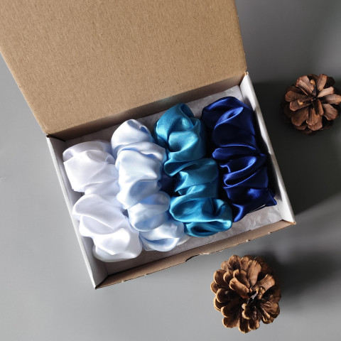 Dárkové - 4 scrunchies L v modré spona sponka sponky do vlasů spony scrunchies scrunchie 