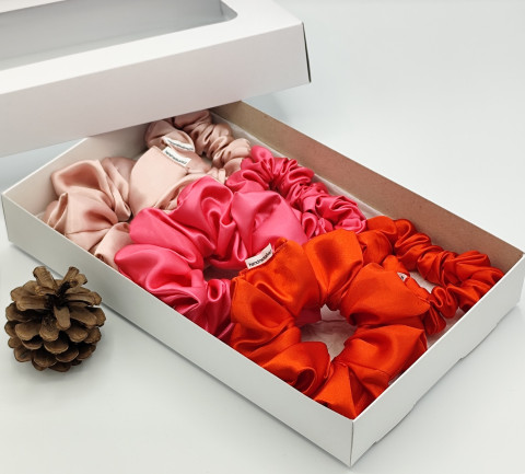 Dárková sada pink - 6 scrunchies spona sponka sponky do vlasů spony scrunchies scrunchie 