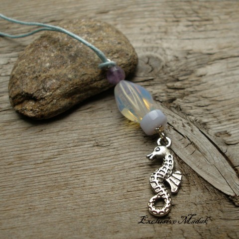 Mořský koník II. - SLEVA z 225,- náhrdelník kámen moře modrá minerál ametyst chalcedon dlouhý opalit mořský koník 