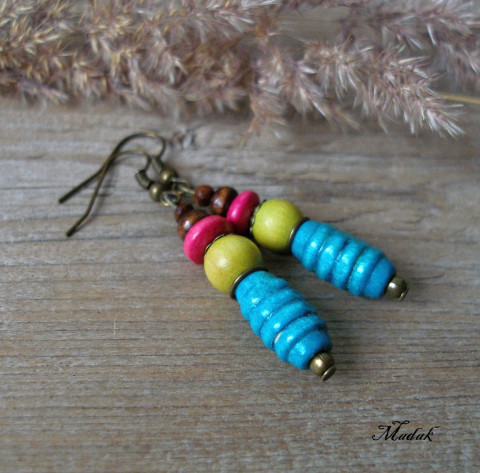 Kolekce Flowering wood ..... CLX. dřevěné originální zelená náušnice barevné veselé tyrkysová dámské růžovápřírodní 