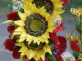 venkovský věnec -slunečnice s máky