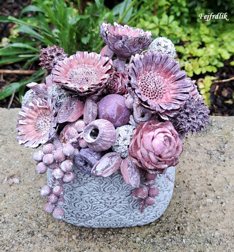 aranžmá s exotickou sušinou .. dekorace doplněk růžová romantické starorůžová celoroční aranžmá interiérová exotické do bytu sušinové 