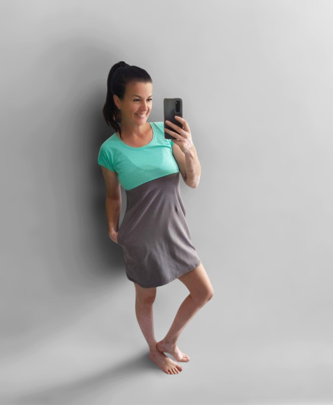 Dámské šaty mentolové šaty šedé dámské bavlněné mentolové šatovka volnočasové 