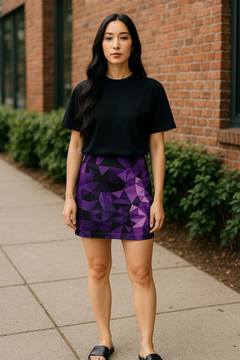 Dámská sukně fialová S/M fialová sukně zajímavá krátká purpurová business 