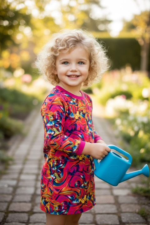 Dětské barevné šatičky - 104/110 