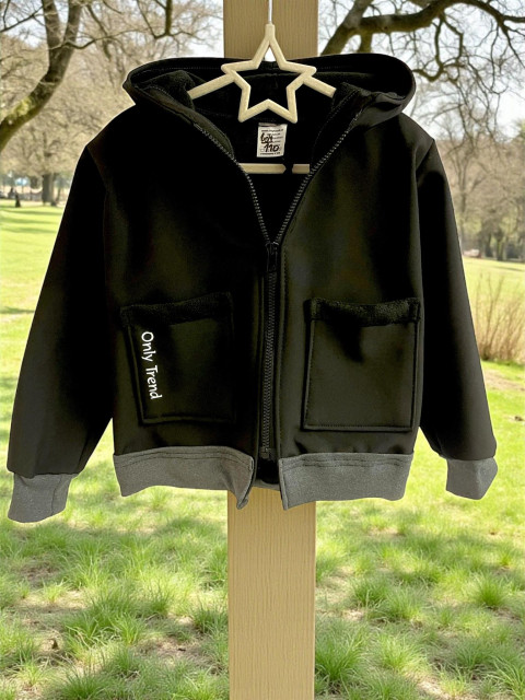 Dětská soft bunda černá - 104/110 zimní teplá bunda funkční softshell softshellová 