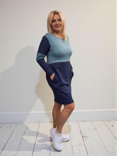 Dámské šaty Petra M/L šaty hřejivé šatky melírované svetrové 