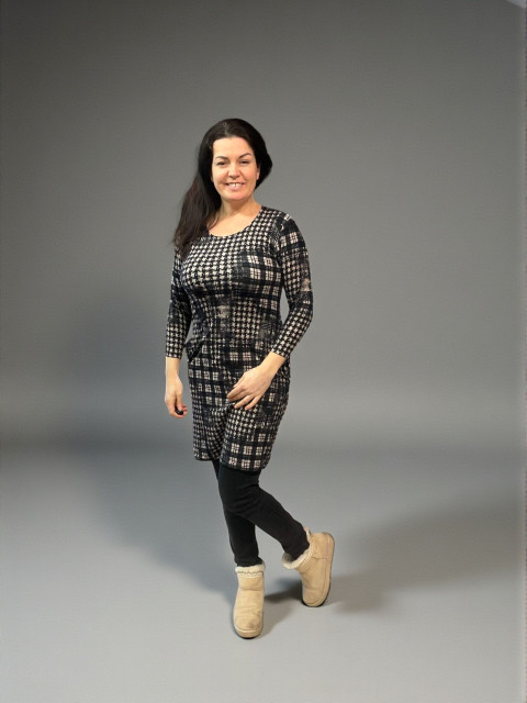 Dámské šaty Lois - S/M,M/L šaty hřejivé šatky melírované svetrové 