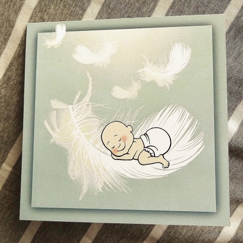 Přání NA PEŘÍČKU-KLUK modrá přání miminko pírko kluk peříčko chlapeček 