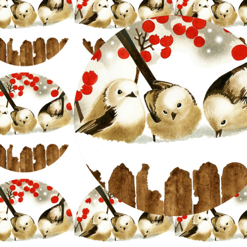 TŘI NA PLOTĚ - samolepky zábava sníh zima vánoce ptáček přání příroda vánoční diář rostlina deník advent obálka nálepka pohlednice samolepky samolepka mlynařík 