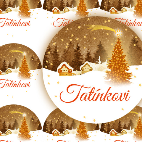 VESNIČKA-TATÍNKOVI - jmenovky zábava sníh strom zima vánoce jmenovka přání příroda vánoční hvězda hvězdička jmenovky advent domy vesnička nálepka tatínek samolepky samolepka 