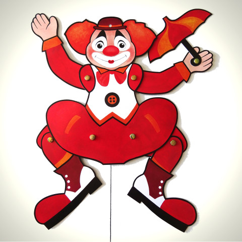 KLAUN S PARAPLÍČKEM - postavička papír červená dekorace dárek děti zábava pokojíček hračka dětské výzdoba paraplíčko klaun dětská dekorace 