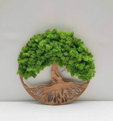 Mechový obraz, strom života, 30 cm dekorace obraz přírodní strom života mechová dekorace dřevěný obraz 