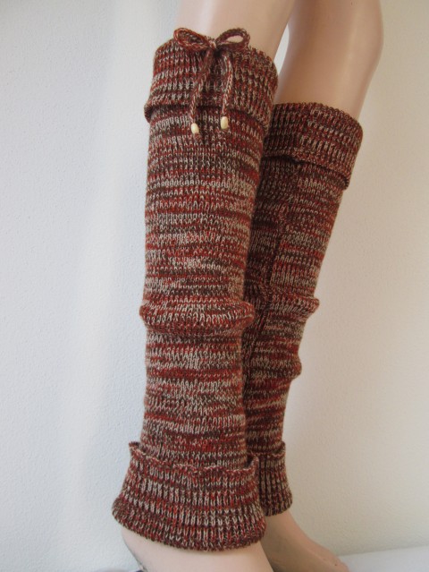 Návleky - béžovoskořicovohnědé pletené hnědá béžová korálek mašlička návleky melír pružné teplé návlek melírované skořicová na nohy návleky na nohy pletené návleky pletené návleky na nohy pletený melír melírované - návleky - béžovohnědá 