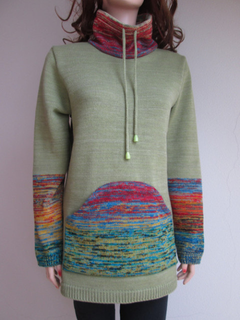 Svetromikina - hrášková mikina mikina se stojáčkem dámská mikina svetromikina zelená mikina pletená mikina 