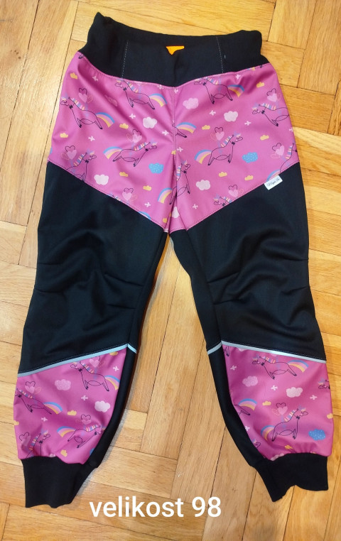 Zimní softky s jednorožci kalhoty softschel 