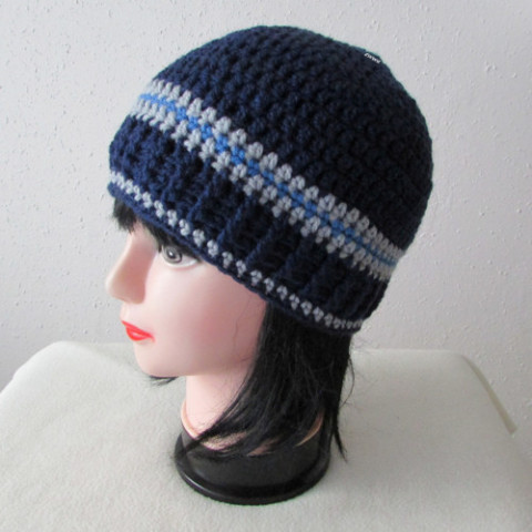 Pánská čepice modrá čepice háčkovaná šedá zimní teplá světlemodrá tmavěmodrá pánská handmade hřejivá pro pány 