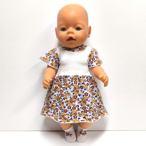 ŠATIČKY PRO PANENKU 40 až 43 cm panenka šaty miminko souprava miminka panenky tričko šatičky obleček baby born 43 cm 