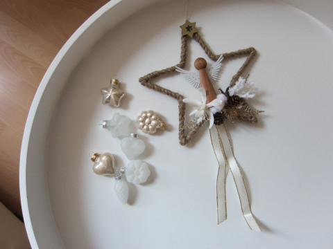 Hvězda - Winter 25. - Strážníček dřevo vánoce sklo hvězda anděl advent na dveře umělé rostliny 