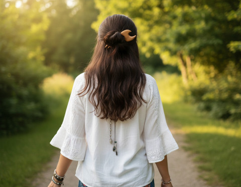Třešňová spona do vlasů dřevo spona sponka spony spona do vlasů módní doplňky jehlice do vlasů doplňky do vlasů boho šperky boho doplňky 