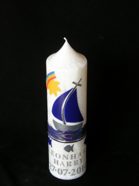 KŘESTNÍ SVÍCE - LOĎ křestní svíčka kříž svíce ke křt 