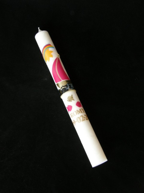 KŘESTNÍ SVÍCE 400X40 LOĎ křestní svíčka kříž svíce ke křt 