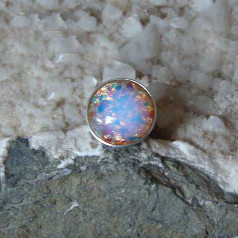 Prsten opálový pestrý opál 