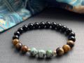 Onyx, tygří oko, jaspis - náramek
