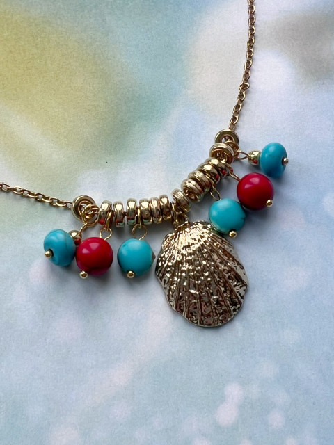 Náhrdelník s mušlí moře zlatá mušle poklady howlit tyrkenit 