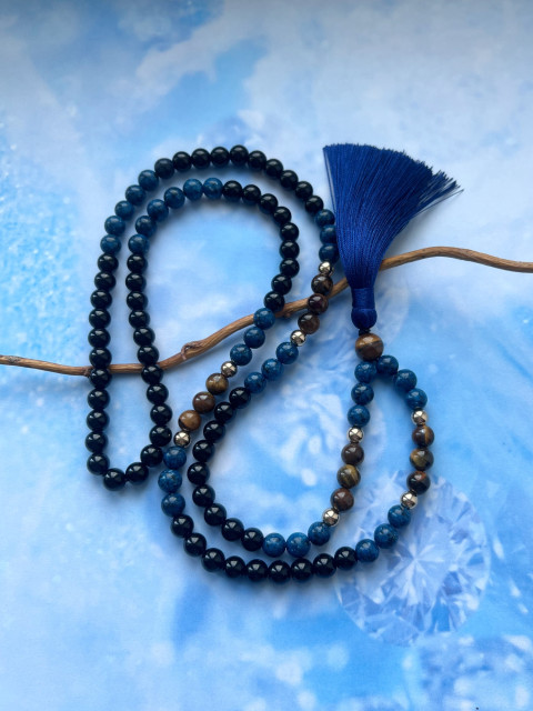 Japa Mala - onyx, lapis lazuli onyx korále tygří oko lapis lazuli mantra buddhismus japa mála hinduismus 