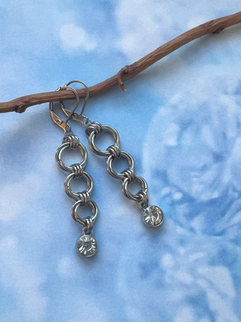 Náušnice Hnízdečka s čirým zirkonem náušnice ocel kroužky kroužkování zirkon steel 