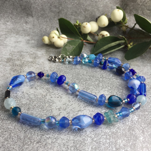 Kobaltové korálky - S.Steel korálky modrá zlatá elegantní kobaltová 