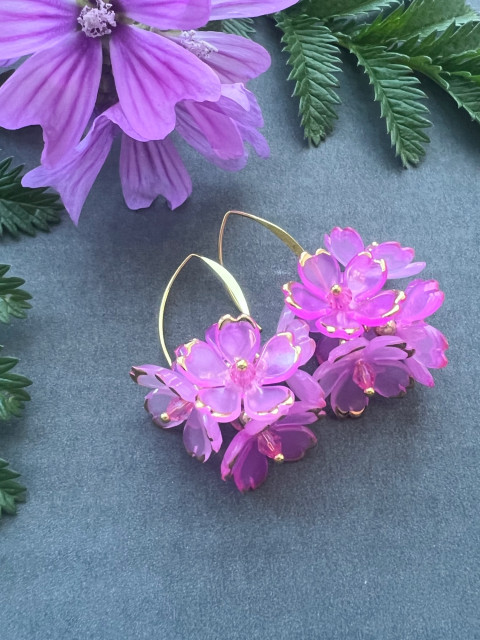 Růžové květy - náušnice korálky elegantní nerez luxusní ocel sváteční do divadla steel 