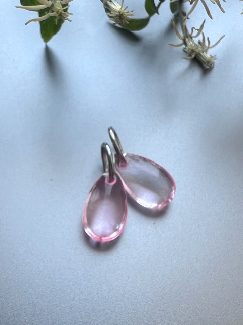 Růžové čiré slzičky na výměnu kapka nerez ocel slza skleněná slzička steel 