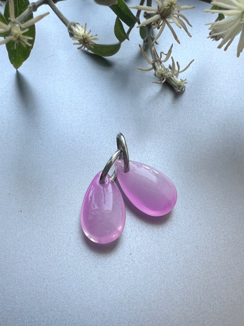 Růžové matné slzičky na výměnu kapka nerez ocel slza skleněná slzička steel 