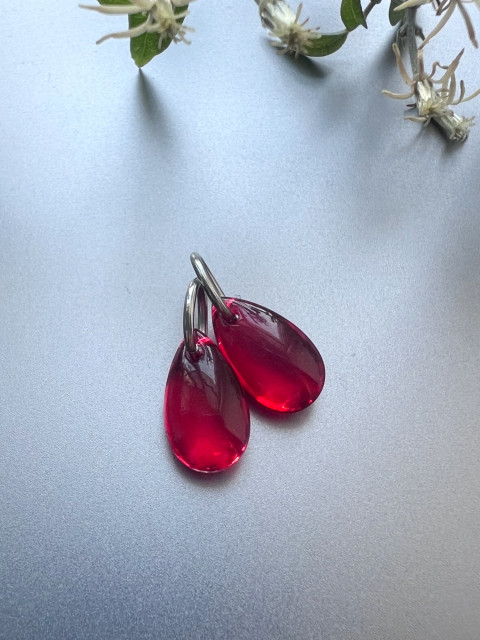 Červené slzičky na výměnu kapka nerez ocel slza skleněná slzička steel 