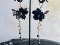 Černo-zlaté květy - náušnice