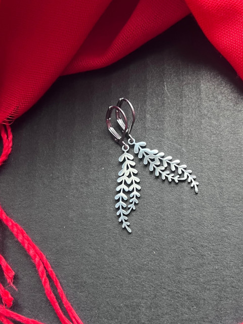 Lístečkové náušnice - S.Steel lístek větvička nerez ocel lísteček 