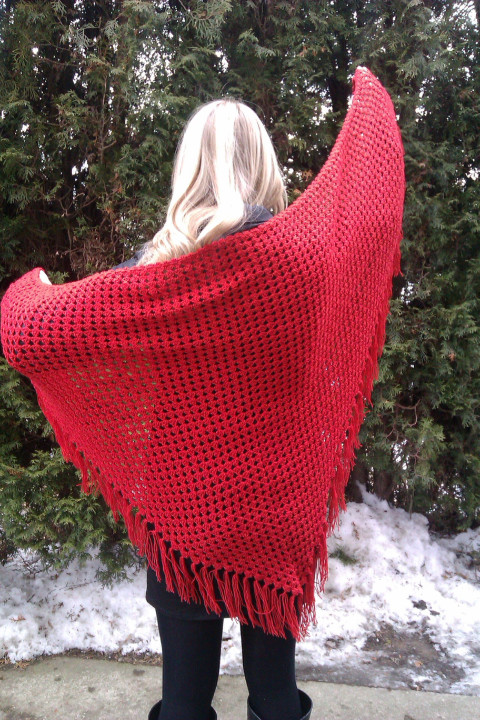 Veverka - háčkovaný šátek dárek přehoz háčkovaný šátek rezavý lehký nákrčník pléd celoroční 