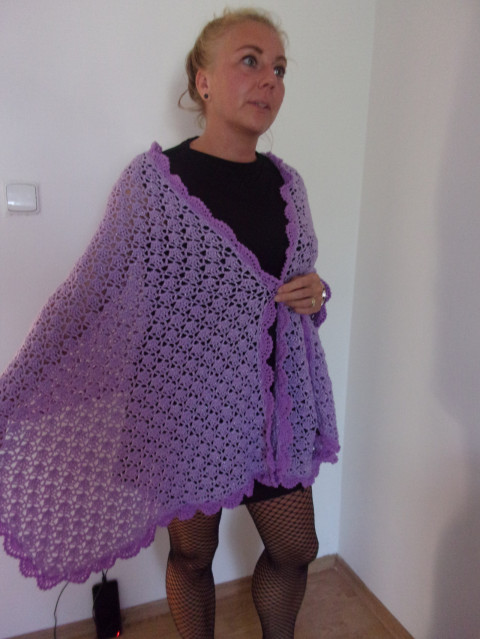Lila se stříbrnou nitkou - pléd dárek přehoz háčkovaný šála fialový lila pléd 