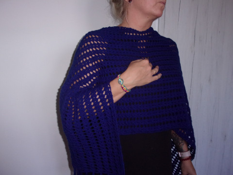 Tmavě modrý - háčkovaný pléd modrý dárek přehoz háčkovaný tmavě šála pléd 