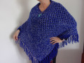 Pončo modrošedé háčkované