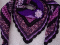 Barevný fialový - háčkovaný šátek