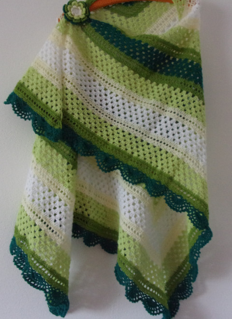 Mech a kapradí háčkovaný šátek dárek zelený přehoz háčkovaný barevný šátek nákrčník pléd krajkový celoroční 