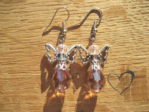 NÁUŠNICE - ČIRÝ RŮŽOVÝ ANDĚL náušnice vánoční anděl andílek křídla andělíček andělé andílci andělíčci sváteční andělské 